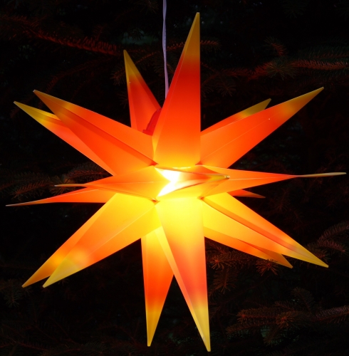 Weatherproof foldable 3D outdoor star Ø 55 cm incl. illuminant, 7 m cable, popup star made of sturdy plastic for garden balcony - folding star red/yellow