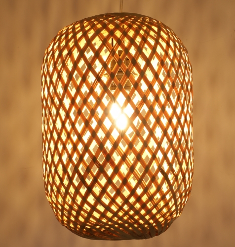 Ceiling lamp/ceiling light, handmade in Bali from natural material, rattan - model Sonora 1 - 36x26x26 cm Ø26 cm