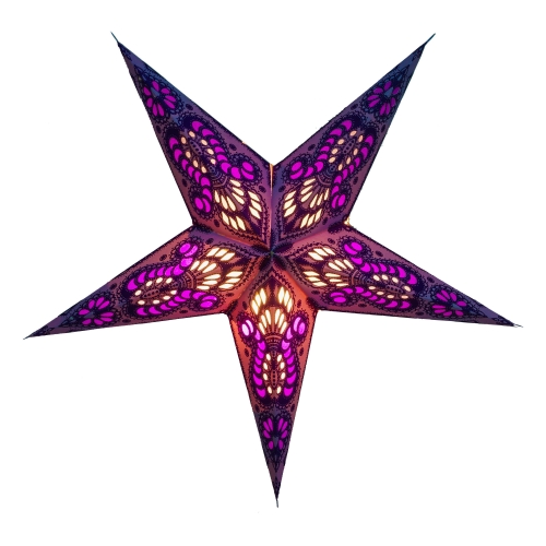 Foldable advent illuminated paper star, poinsettia 40 cm - Menor small purple