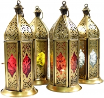 Oriental metal/glass lantern in Moroccan design, vintage wind lig..