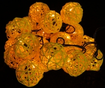 Rattan ball ball lantern light chain - yellow