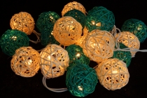 Rattan Ball LED Ball Lamp Lampion light chain - turquoise/white