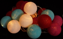 Fabric Ball Fairy Lights, LED Ball Lantern Fairy Lights - Turquoi..