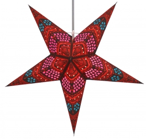 Foldable advent illuminated paper star, Christmas star 60 cm - Horus red/turquoise
